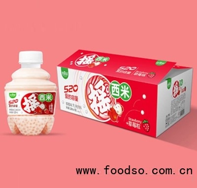 維果命搖西米露休閑飲品果粒乳味飲料草莓味520ml×15
