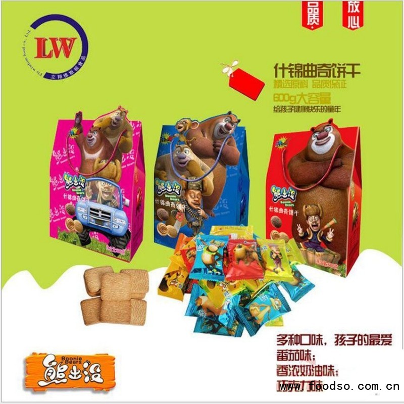 熊出沒600克熊出沒什錦曲奇餅干番茄味奶油味巧克力味