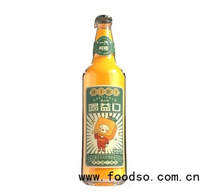 喝益口碳酸飲料老汽水橙子味500ml