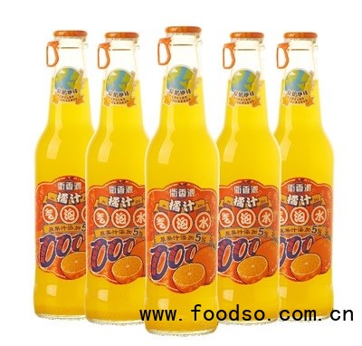 衢香源玻璃瓶裝橘汁氣泡水碳酸飲料