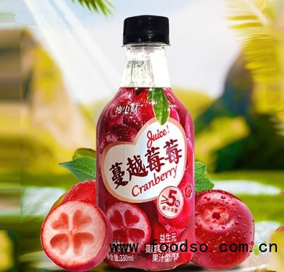 小妖蔓越莓莓益生元蔓越莓蘇打纖果飲果汁汽水350ml